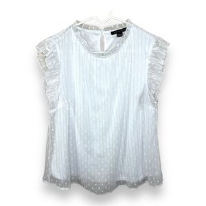 LARGE WHITE FRILLY BLOUSE RUFFLE ACCENT ACADEMIA A LOVE STORY